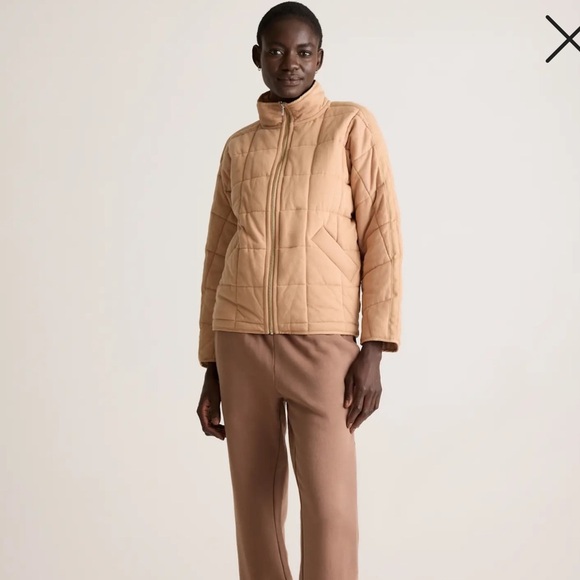 NWT Quince Organic Cotton Quilted Knit Jacket Tan Size XS - Picture 2 of 10